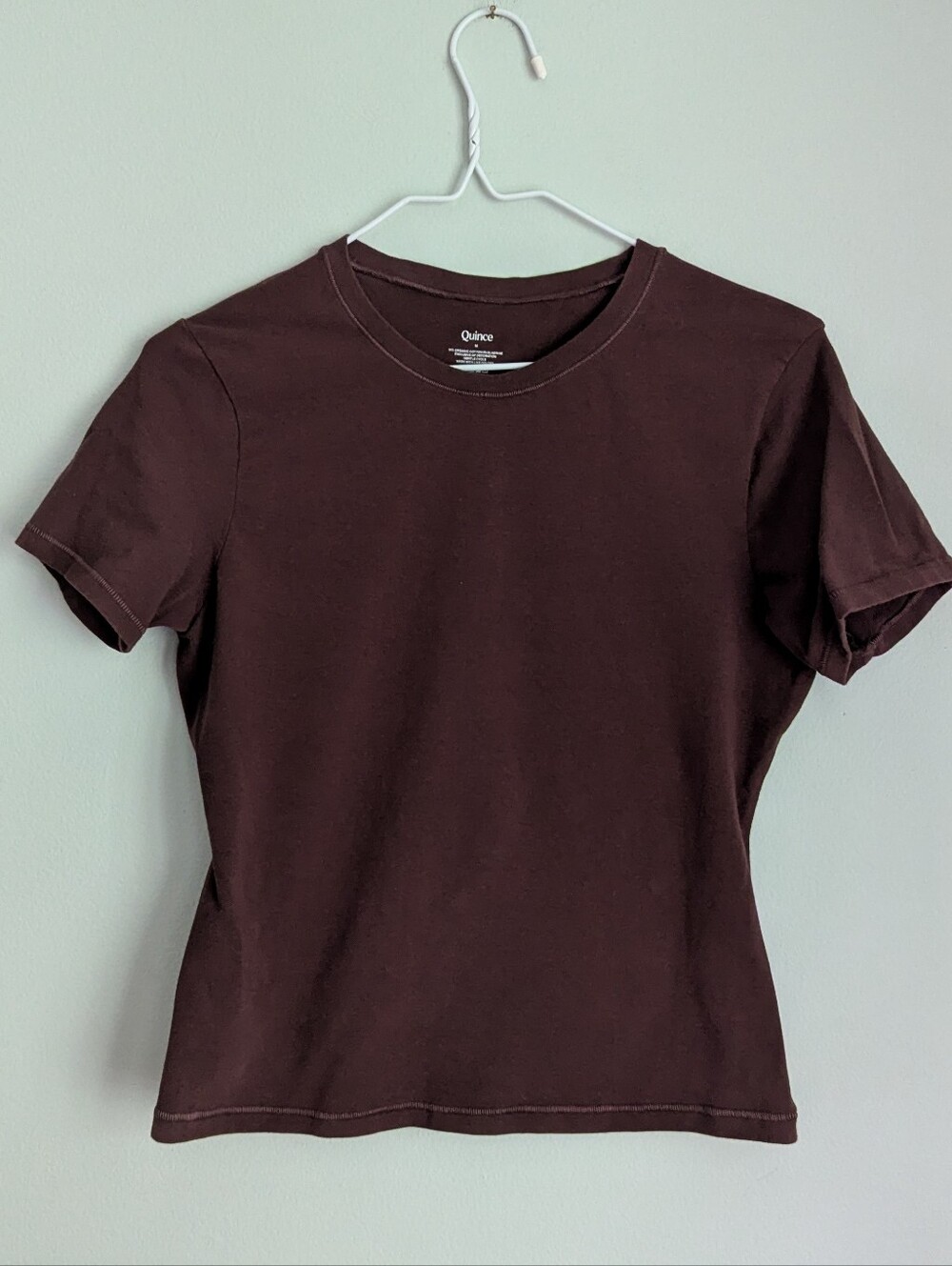 Quince Wms Medium Stretch Cotton Jersey Cropped Fitted T-Shirt Chocolate Brown